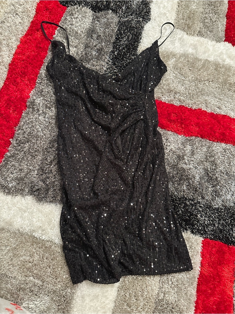 City Triangles Black Sequin Mini Slip Dress